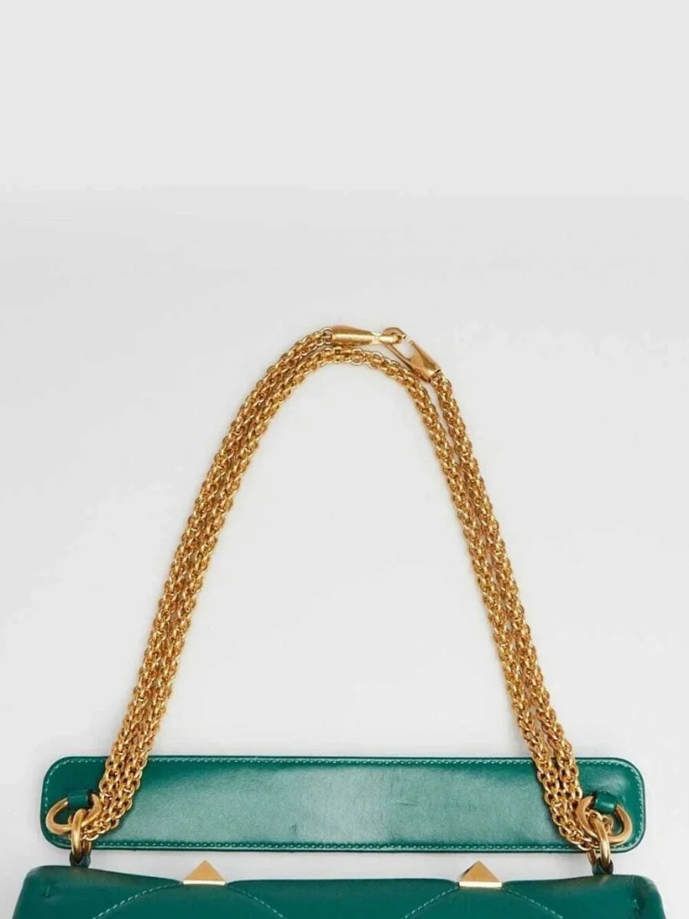 Valentino Jungle Green Nappa Leather Roman Stud Medium Shoulder Bag - Picture 6 of 10